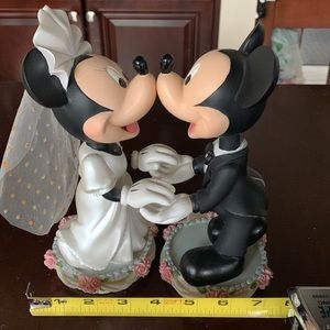 Disney Mickey Minnie Mouse Bride Groom Bobble Head Magnetic Wedding Topper